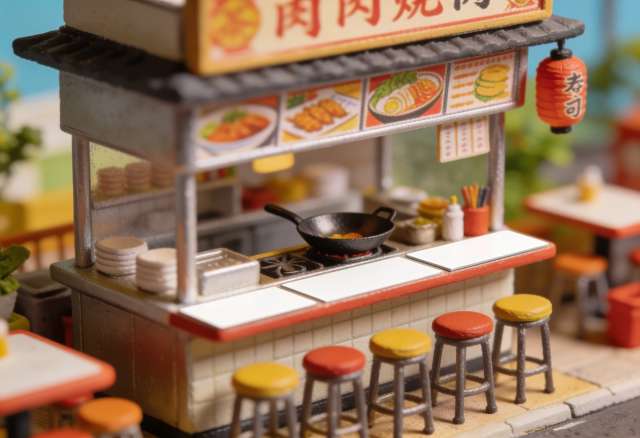Asia Wok Pham – Miniatur-Diorama, Theke