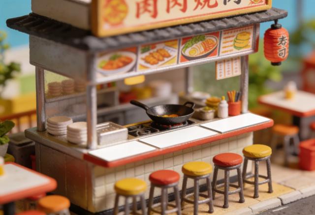 Asia Wok Pham – Miniatur-Diorama, Theke