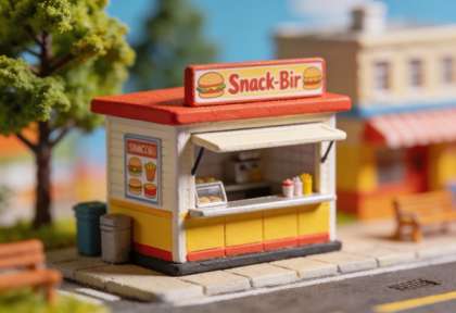 Truck-Stop Imbiss – Miniatur-Diorama, Kiosk