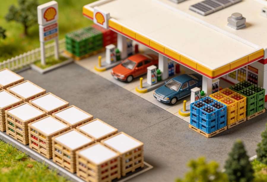 REWE Getränkemarkt – Miniatur-Diorama, Totale