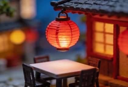 Asia Lotus House – Miniatur-Diorama, Detail Lampion