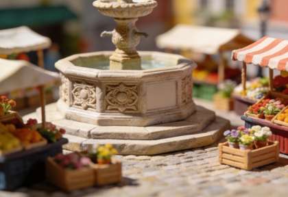 Marktplatz Cochem – Miniatur-Diorama, Detail Brunnen