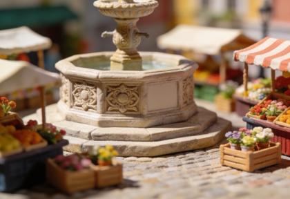 Marktplatz Cochem – Miniatur-Diorama, Detail Brunnen