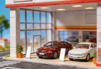 Helmes Automobile – Miniatur-Diorama, Showroom