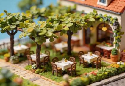 Restaurant Burggarten – Miniatur-Diorama, Garten