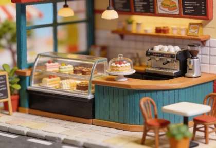 Bistro Royal Café – Miniatur-Diorama, Theke