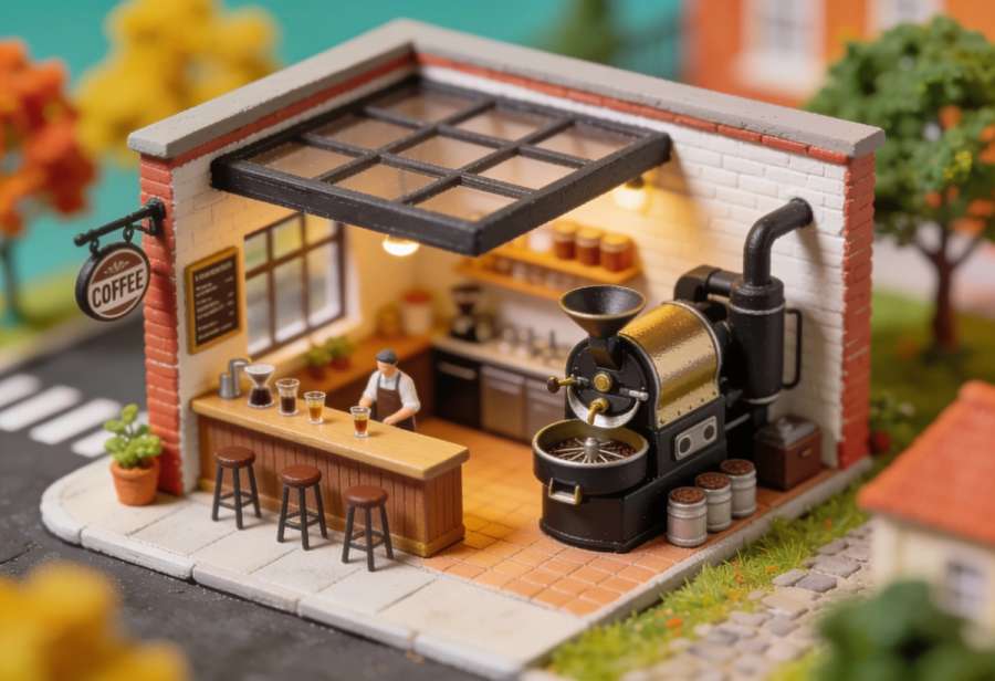 Cochemer Kaffeerösterei Pinnerstraße – Miniatur-Diorama, Totale