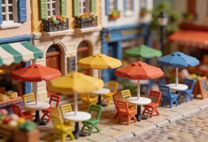 Bistro am Markt – Miniatur-Diorama, Stühle