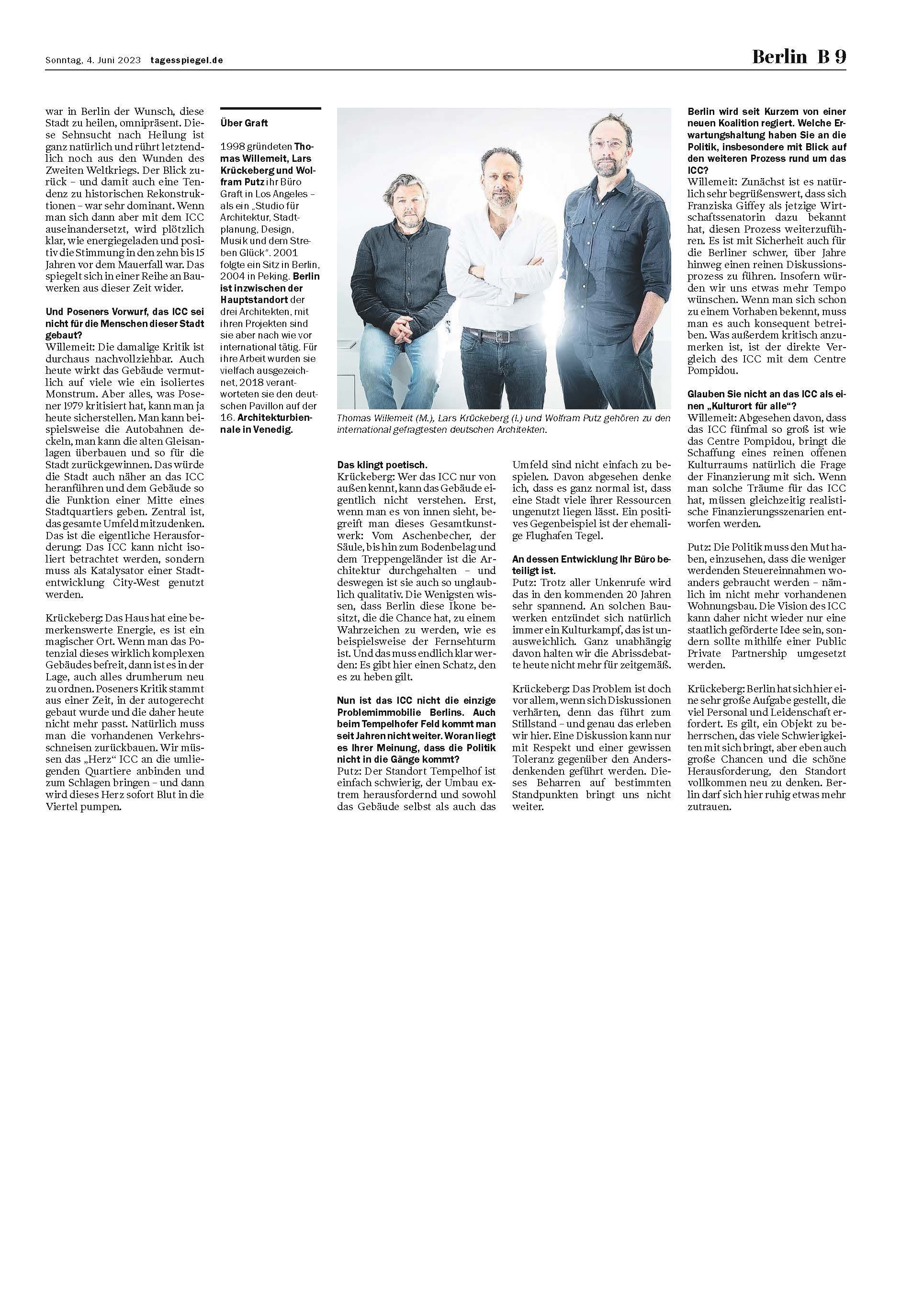 GRAFT im Interview mit Ronja Merkel im Berliner Tagesspiegel