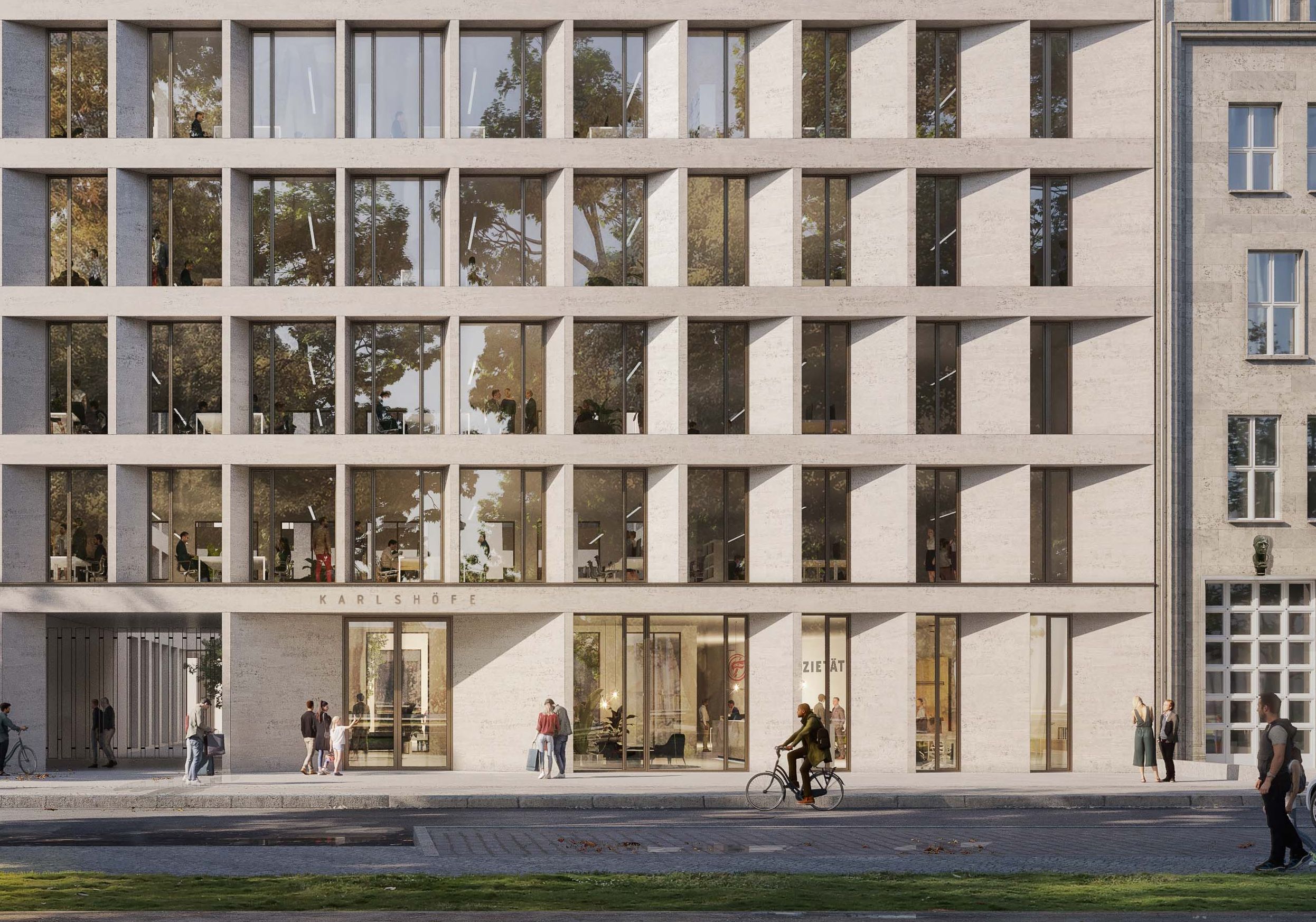 Ansicht des Neubaus in der Straße Am Karlsbad