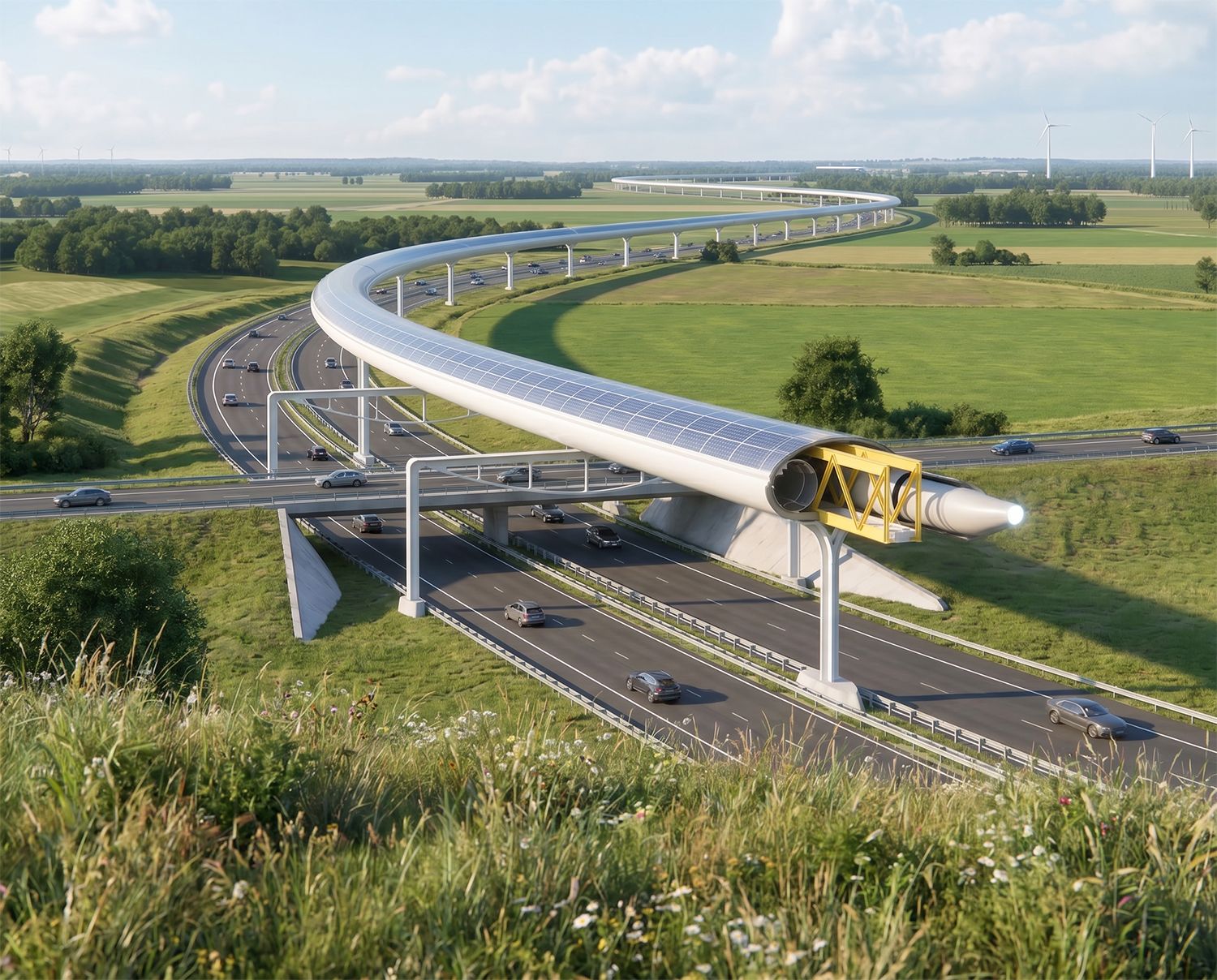 Hyperloop über Autobahn