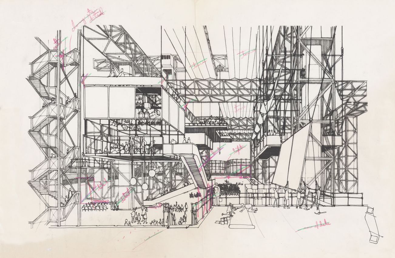 Cedric Price Fun Palace interior perspective (c) Cedric Price fonds (c) CCA