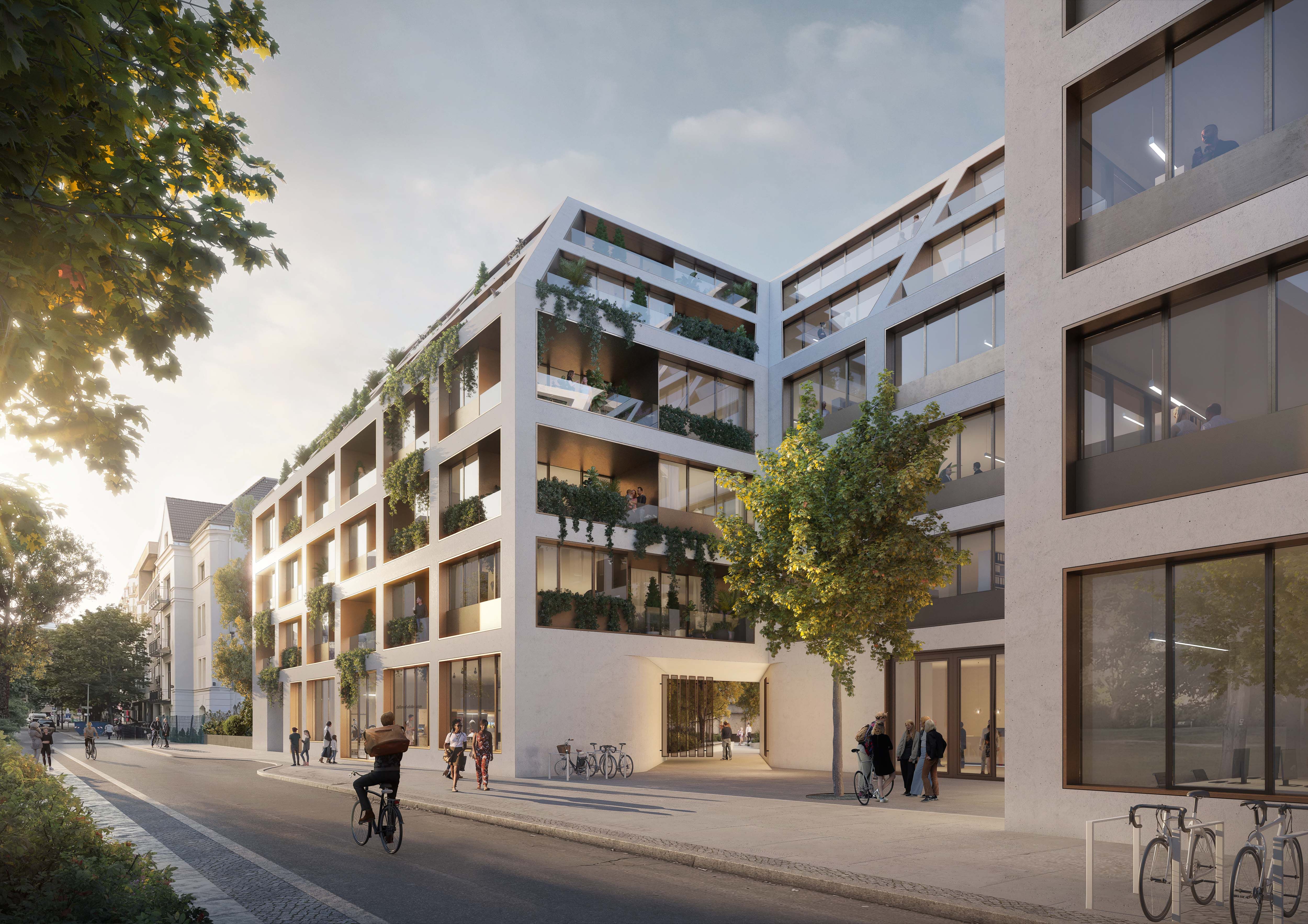 Ansicht des Neubaus von Süden in der Bissingzeile