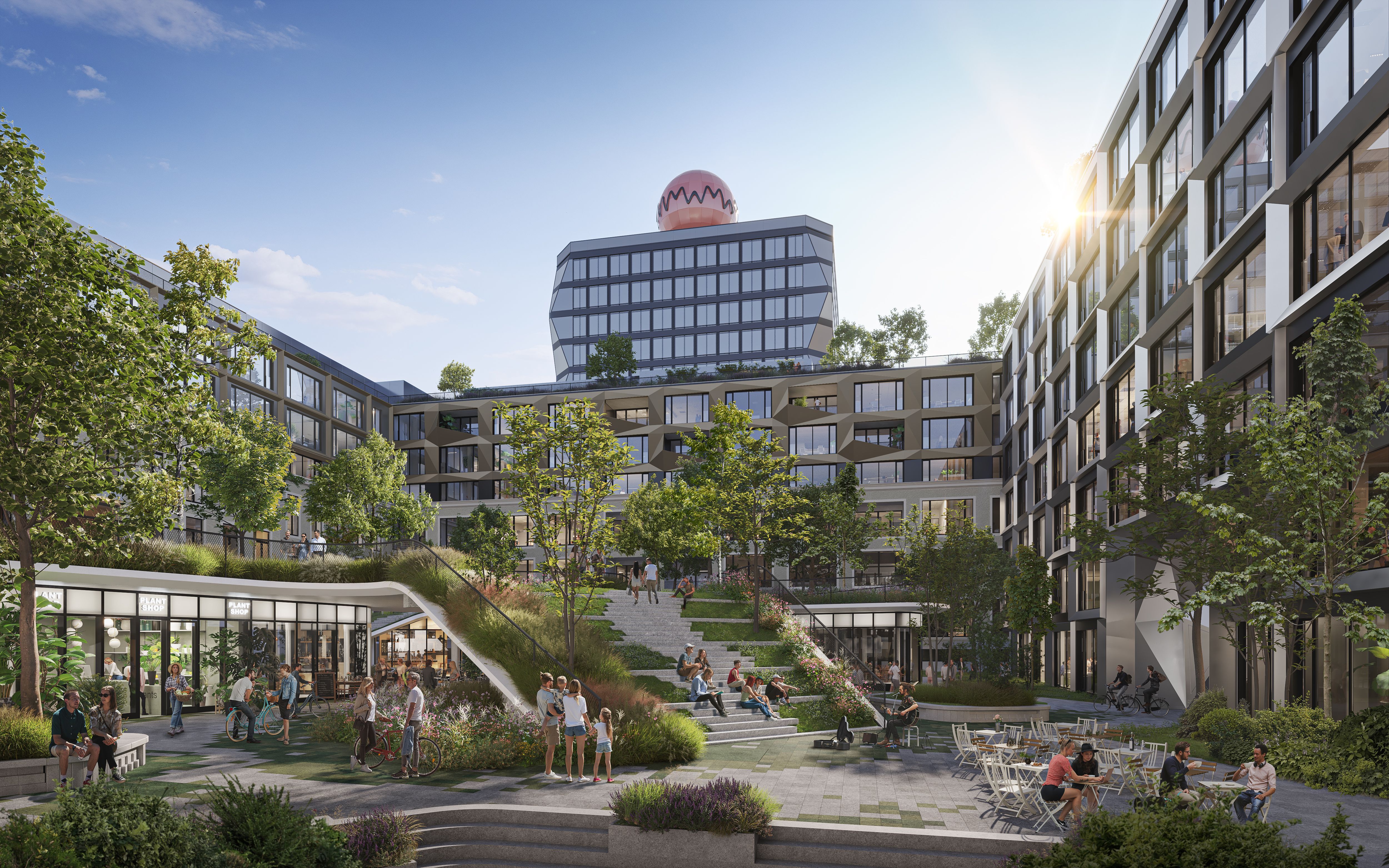 Rendering inner courtyard, project LOVT