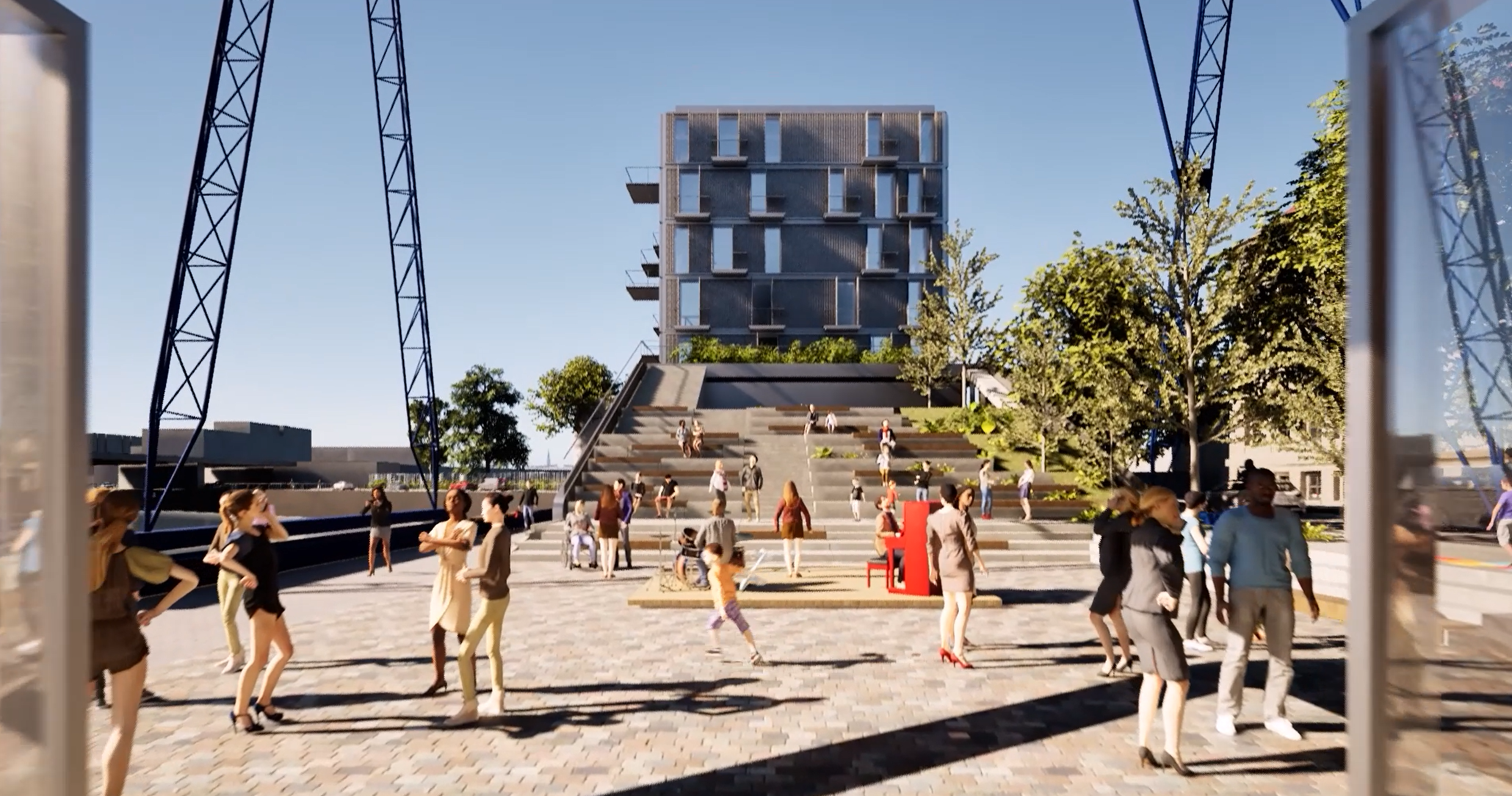 vibrant urban square