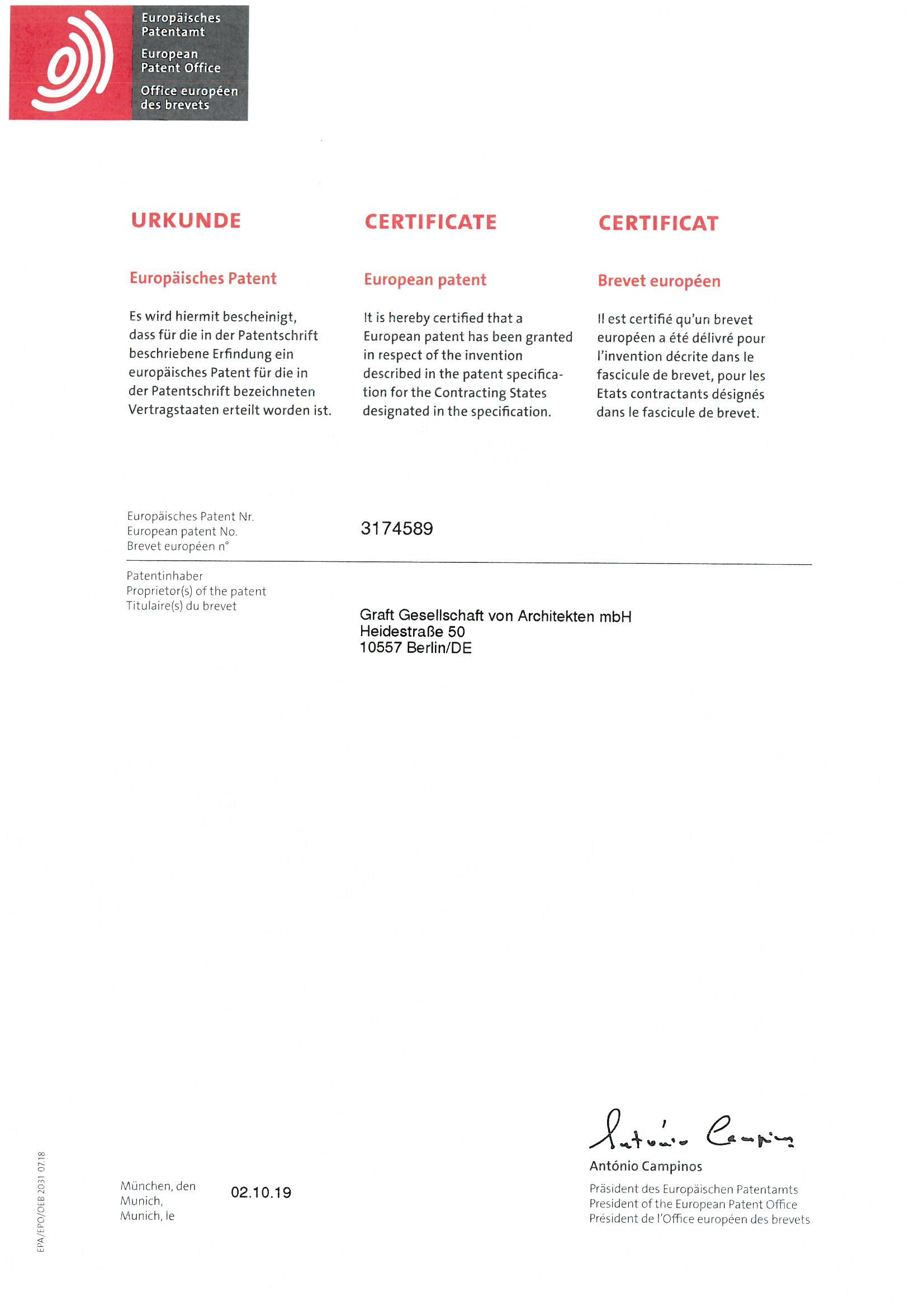 European Patent for Perceptual Architecture by GRAFT