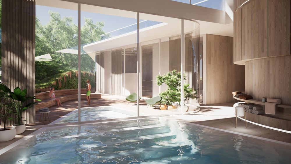 Due to the alignment with the natural position of the sun, the character of the rooms is primarily characterized by brightness. Roof overhangs, external sun protection and internal curtain systems allow performative control of the energy input. With its form, the building volume organizes the site into different spaces, each with its own character and identity. The quality of these spaces is concentrated in the central living kitchen - the center of life in this house. From here, family and friends can experience the totality of the various indoor and outdoor spaces. The striking form of the building blends sensitively into the existing park landscape. A dialogue is created between the interior and exterior spaces, as if the rooms were floating in this natural space. The life of the residents always takes place equally in the interior spaces with reference to the outdoor environment and continues seasonally on the spacious terraces around the house as a matter of course.