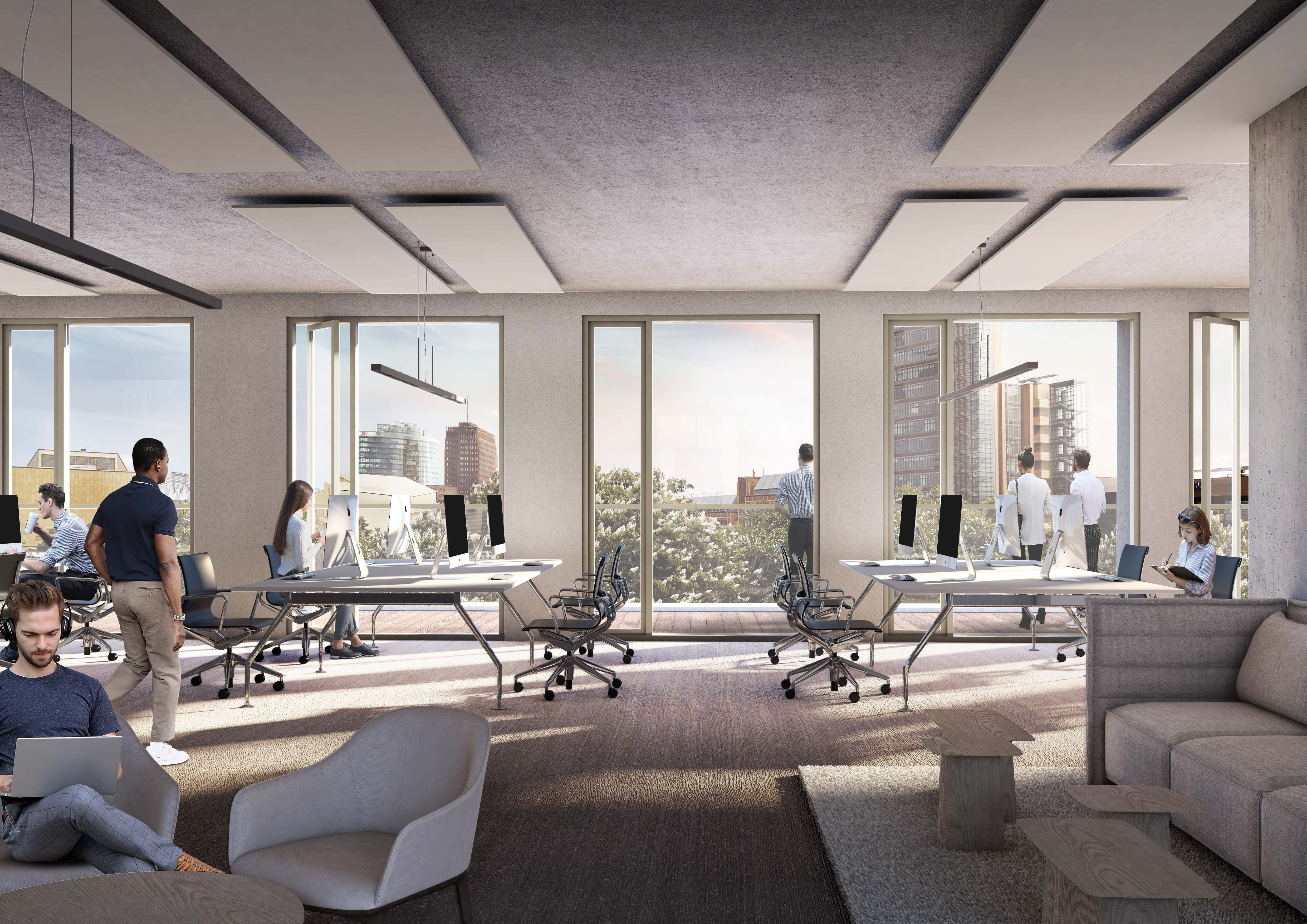 New offices on the top floor, through large windows you can see the panorama of Postdamer Platz