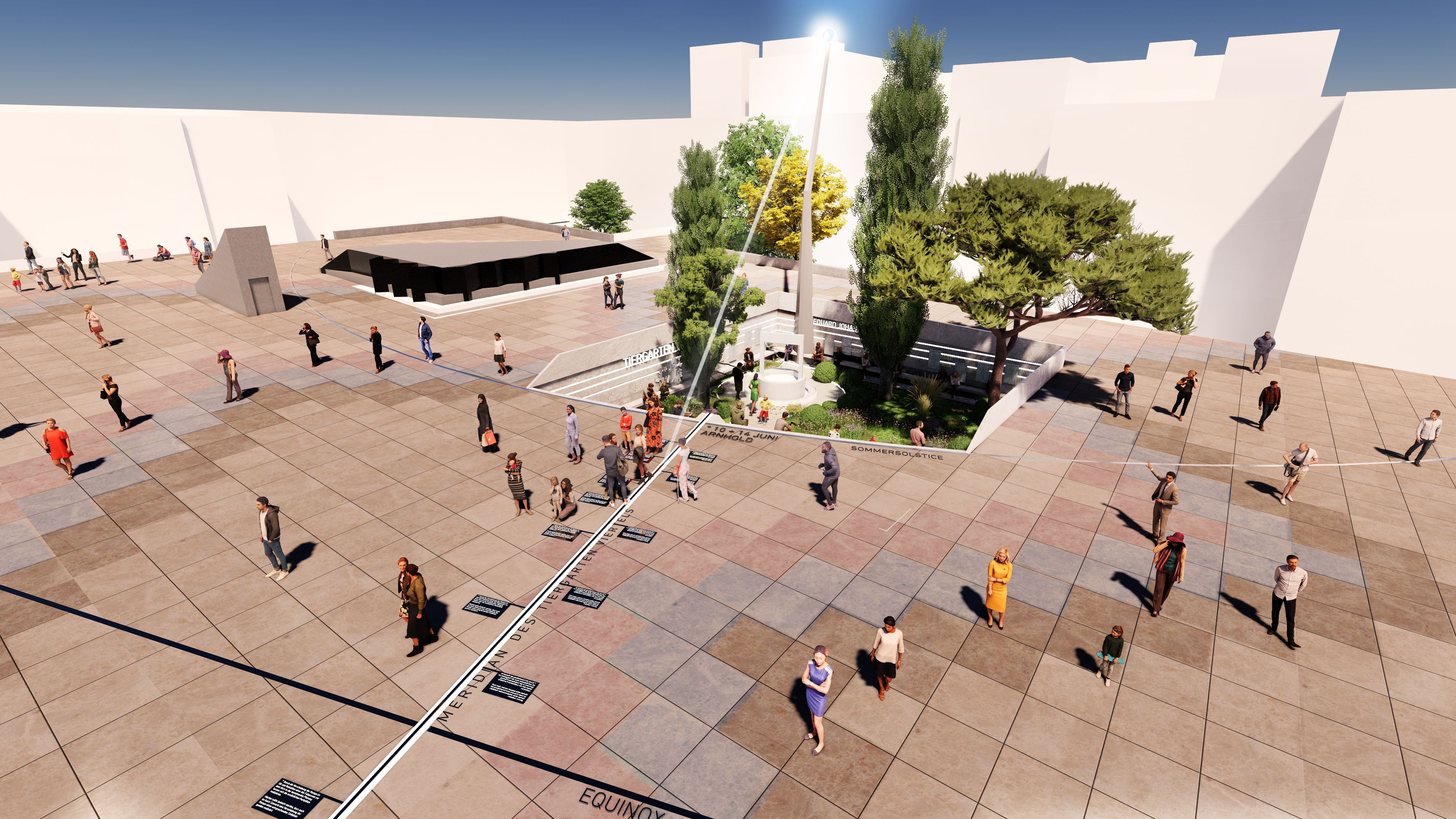 Proposed design by Lars Krückeberg with GRAFT: Fragments of Villa Massimo's Garden with Arnhold-Meridian – Johanna und Eduard Arnhold Square © 2021 Lars Krückeberg with GRAFT Architects