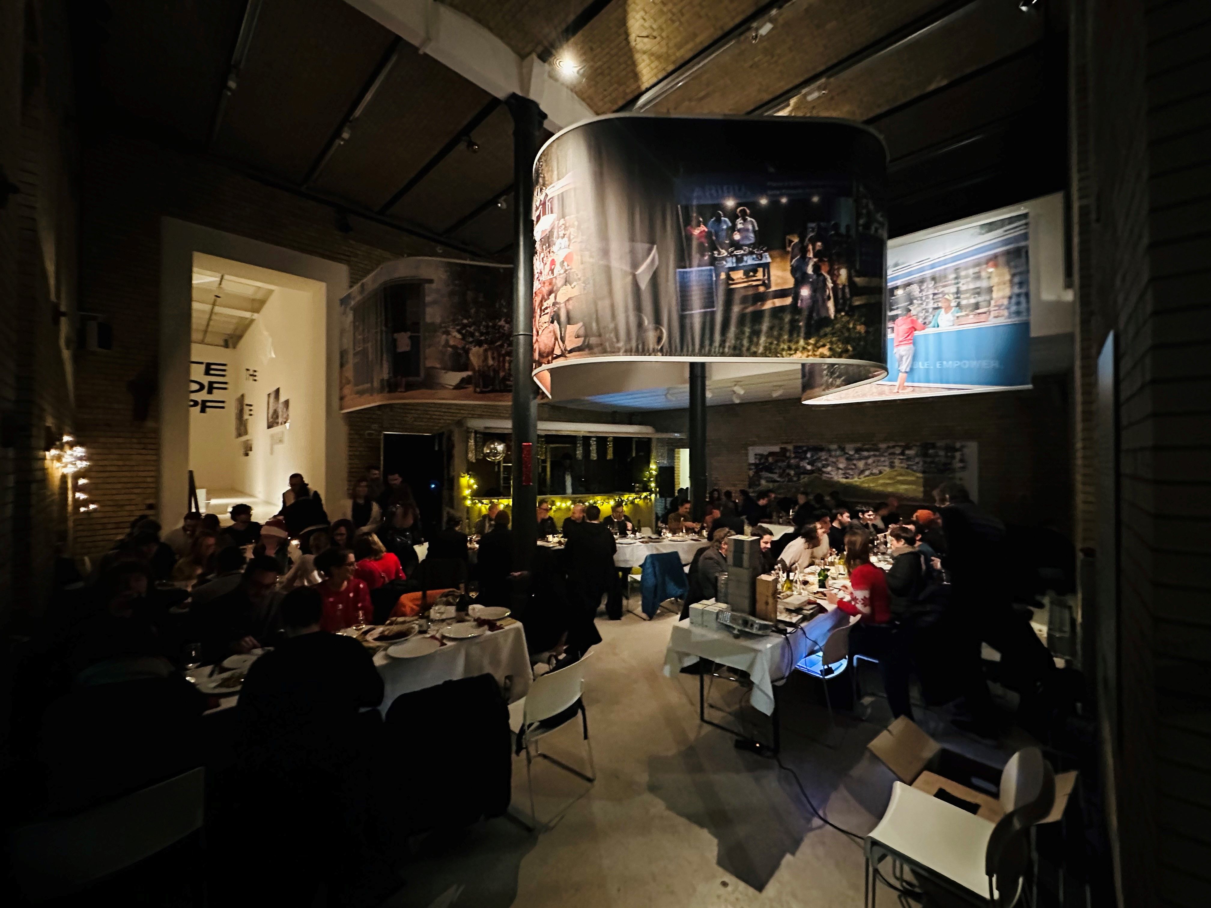 Christmas Party in the exhibition rooms of the Aedes Architecture Forum on the last day of the exhibition: December 5th, 2023 (c) GRAFT