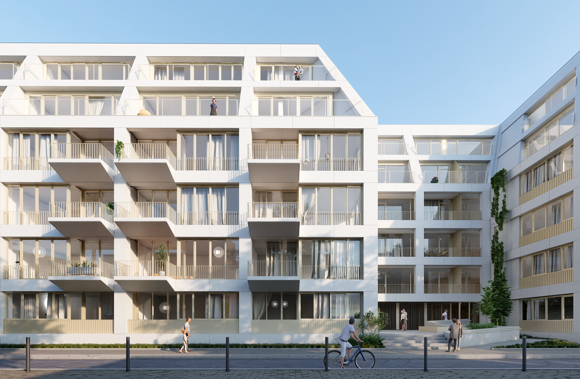 Frontview of the new building at Am Karlsbad