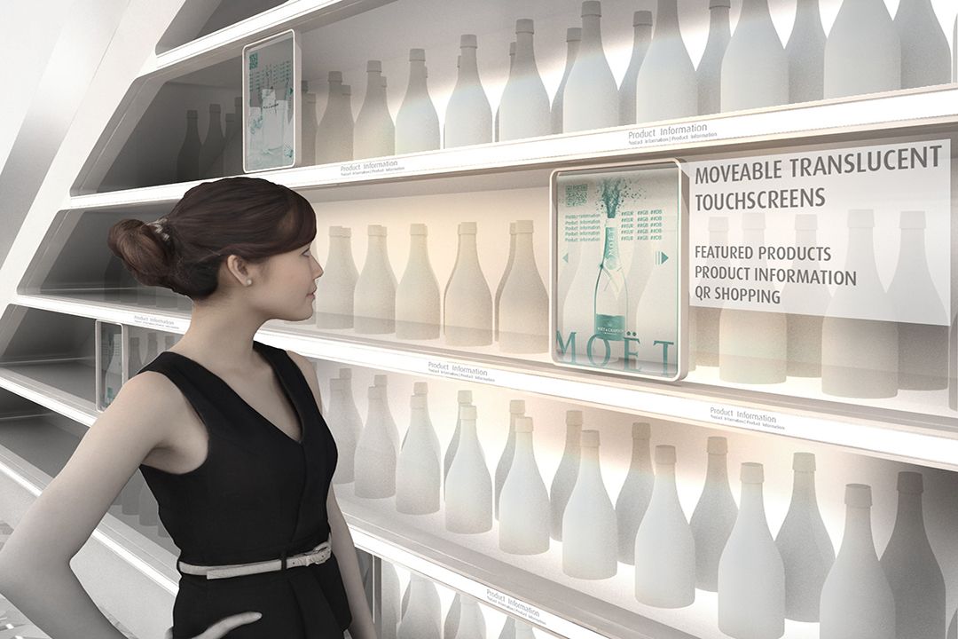 With this modern interpretation of the forest, GThe sales floor is organized around a single circulatory loop around the central sculpture. The space is populated by a series of Gondolas, designed to be modular in assembly, grouped in a series of islands around the loop. Each module is tailored to a specific purpose, resulting in specialised configurations that do not recur elsewhere in the shop. Shelves and multimedia screens surround the sales floor, creating a constantly changing and engaging background for the visitor.   RAFT has created an open and fluid space, a clearing in which passengers can pause for a while amid the hustle and bustle of the airport terminal.