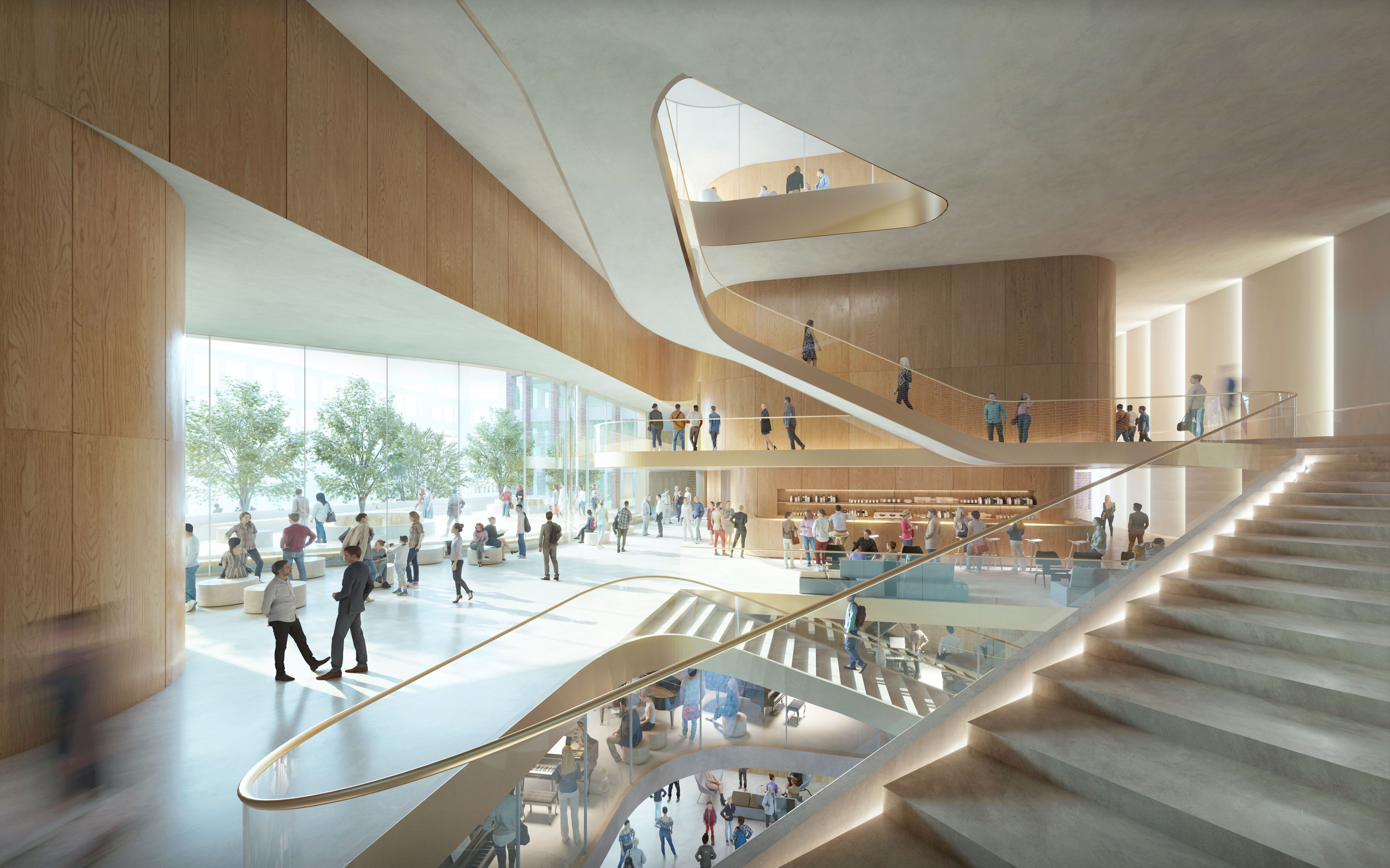Rendering lobby interior, Carl Bechstein Campus