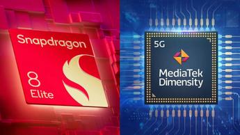 The Snapdragon 8 Elite logo alongside the MediaTek Dimensity logo
