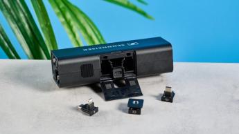 Sennheiser Profile Funkmikrofon-Set mit Lade- und Transportetui, USB-C- und Lightning-Adaptern, Blitzschuhhalterungen, zwei Mikrofonen und einem Empfänger