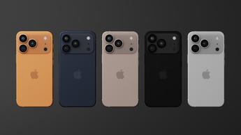 Render digital do iPhone 17 Pro em várias opções de cor