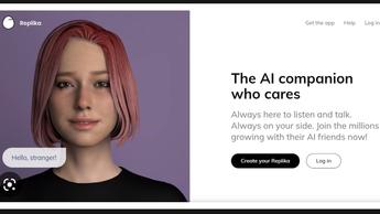 Reklambanner som visar gränssnittet för Replika AI-kompanjonappen