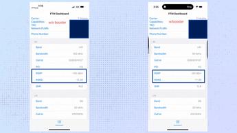 Capturas de tela do aplicativo SureCall Flare 3.0 para amplificação do sinal de celular