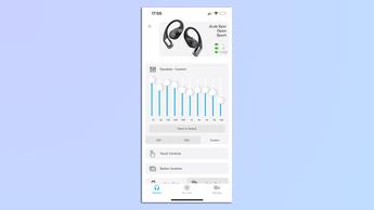 Screenshot der JLab App mit den Equalizer-Einstellungen für die JLab Epic Open Sport Open-Ear-Kopfhörer