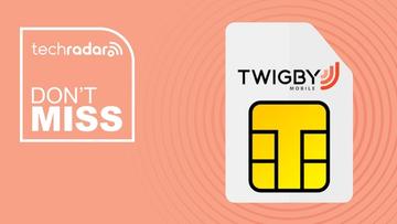 Cartão SIM Twigby Mobile sobre um fundo pêssego com sobreposição promocional de 'não perca'