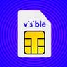 Kartu SIM Visible Wireless dengan logo di latar belakang biru