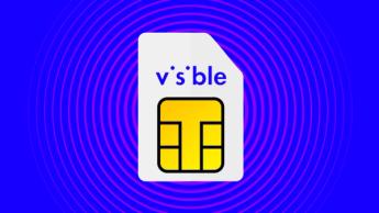 Tarjeta SIM de Visible Wireless con logo sobre fondo azul
