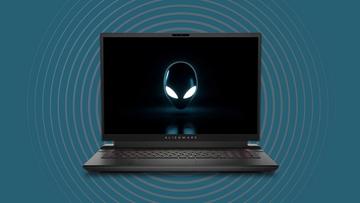 Dell Alienware m16 gaminglaptop på en mörkblå bakgrund