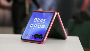 Motorola Razr Ultra 2025 in tent mode.