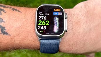 Golfshot-appen vist på en Apple Watch-skærm