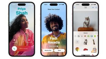 Tre iPhone 15-smartphones visas framifrån med skärmarna vända mot betraktaren