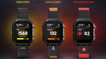Un reloj digital de pulsera Atari 2600 My Play Watch con un diseño retro inspirado en los videojuegos clásicos