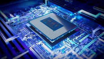 En 3D-rendering av en Intel-processor i en avancerad PC