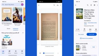 Gränssnittet i Google Play Böcker-appen som visar alternativ för e-böcker