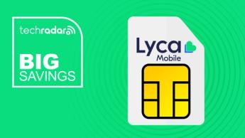 Tarjeta SIM de Lyca Mobile sobre fondo verde con texto destacado de grandes ahorros