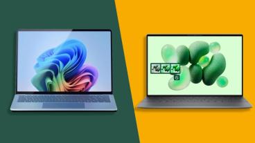 Microsoft Surface Laptop 7와 Dell XPS 13 (2024)이 TechRadar 비교 배경에서 나란히 놓여 있음