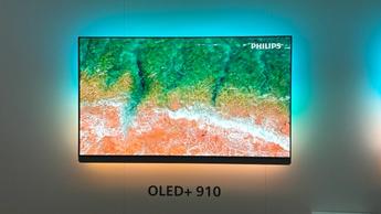 A Philips OLED910 TV at TP Vision Live's demo rooms