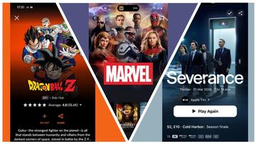 Smartphone som visar gränssnitt för streamingapparna Crunchyroll, Disney Plus och Apple TV Plus