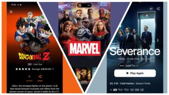 Smartphone som visar gränssnitt för streamingapparna Crunchyroll, Disney Plus och Apple TV Plus