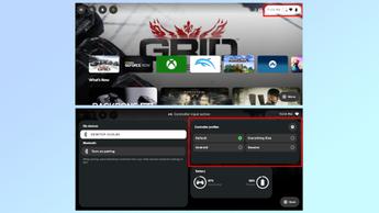 En sekvens av horisontella skärmdumpar som visar hur du byter profil på Backbone Pro-kontrollen med Backbone-appen