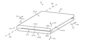 En konceptillustration av ett vikbart iPhone-designpatent